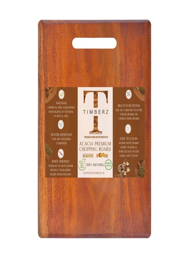 Timberz لوح تقطيع خشبي من تيمبرز للمطبخ | لوح تقطيع متين من خشب الأكاسيا للفواكه والجبن والخضراوات | سطح متعدد الاستخدامات وآمن (صغير) - Image 1